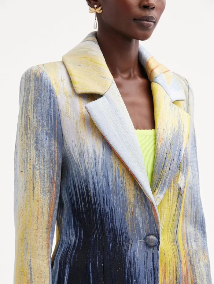 Women Jackets and Coats Oscar De La Renta Abstract Brushstroke Jacquard Coat Calendula Multi Women Jackets and Coats Oscar De La Renta Abstract Brushstroke Jacquard Coat Calendula Multi