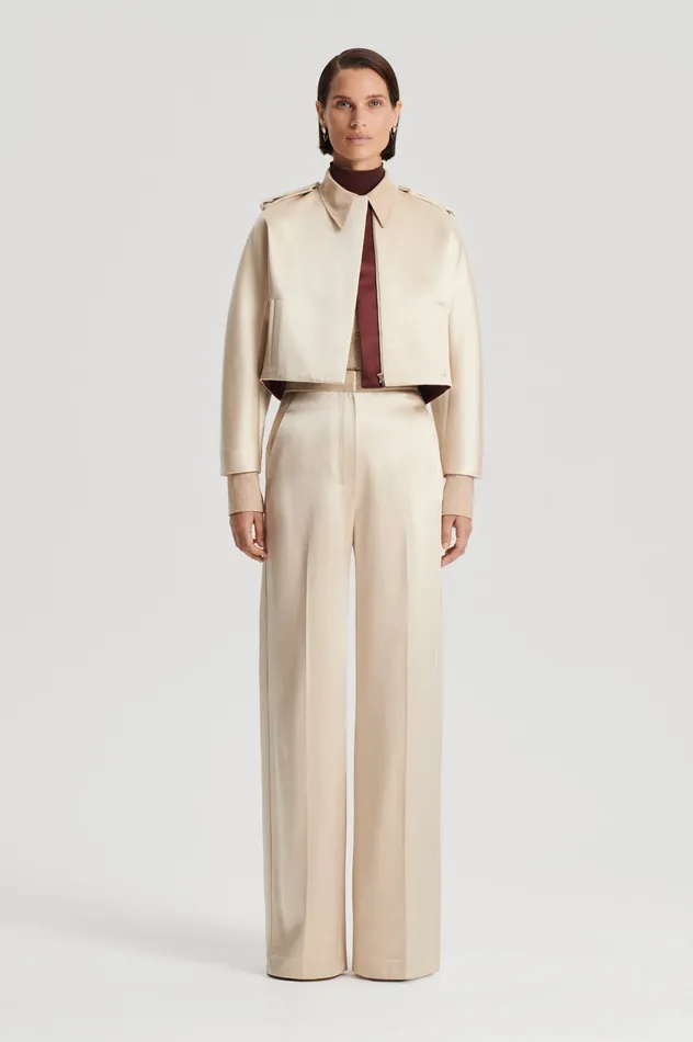 Women Jackets Scanlan Theodore CONTRAST SATIN COCOON JACKET GOLD