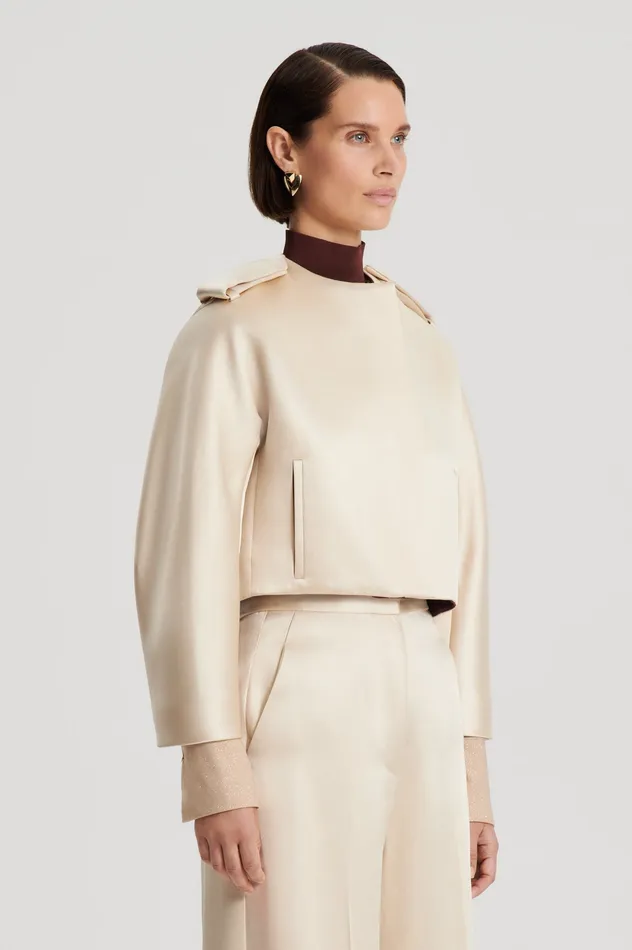 Women Jackets Scanlan Theodore CONTRAST SATIN COCOON JACKET GOLD Women Jackets Scanlan Theodore CONTRAST SATIN COCOON JACKET GOLD