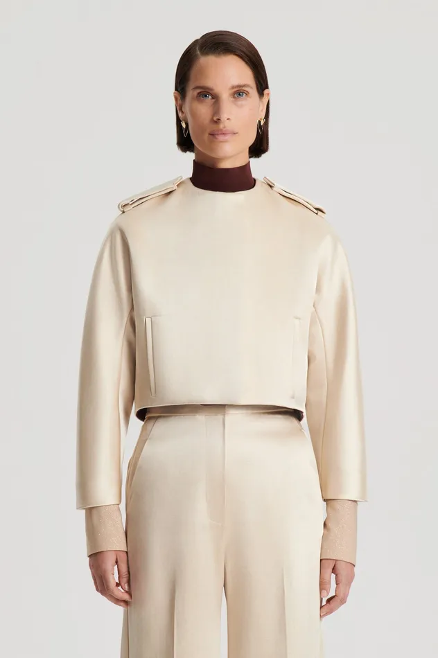 Women Jackets Scanlan Theodore CONTRAST SATIN COCOON JACKET GOLD Women Jackets Scanlan Theodore CONTRAST SATIN COCOON JACKET GOLD