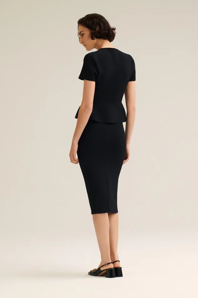 Women Jackets Scanlan Theodore CREPE KNIT SHORT SLEEVE PEPLUM JACKET BLACK Women Jackets Scanlan Theodore CREPE KNIT SHORT SLEEVE PEPLUM JACKET BLACK