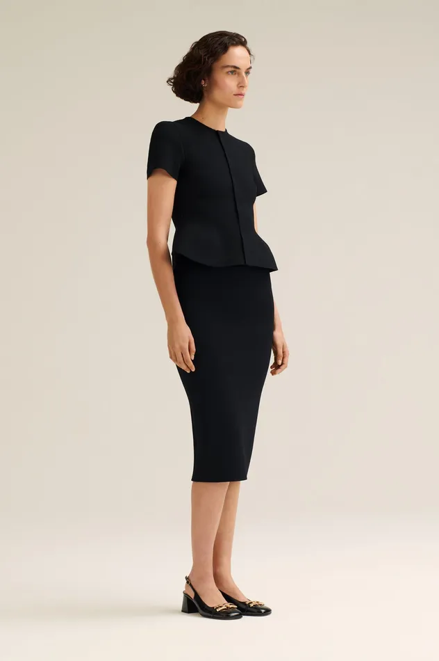 Women Jackets Scanlan Theodore CREPE KNIT SHORT SLEEVE PEPLUM JACKET BLACK Women Jackets Scanlan Theodore CREPE KNIT SHORT SLEEVE PEPLUM JACKET BLACK