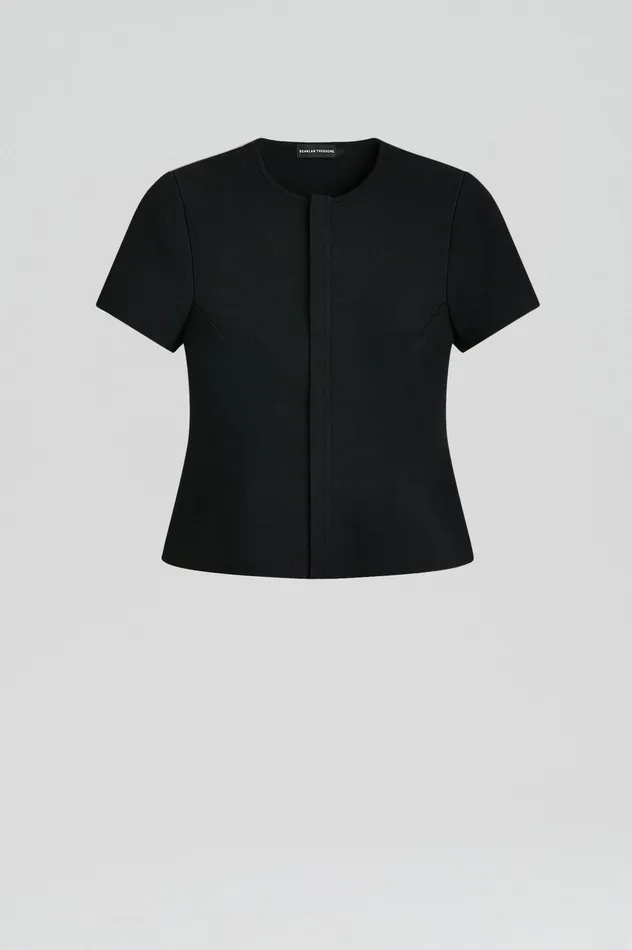 Women Jackets Scanlan Theodore CREPE KNIT SHORT SLEEVE PEPLUM JACKET BLACK Women Jackets Scanlan Theodore CREPE KNIT SHORT SLEEVE PEPLUM JACKET BLACK