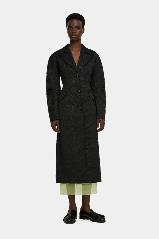 Women Jaya Tailored Dress in Black Seersucker Mikado Jackets And Coats Emilia Wickstead