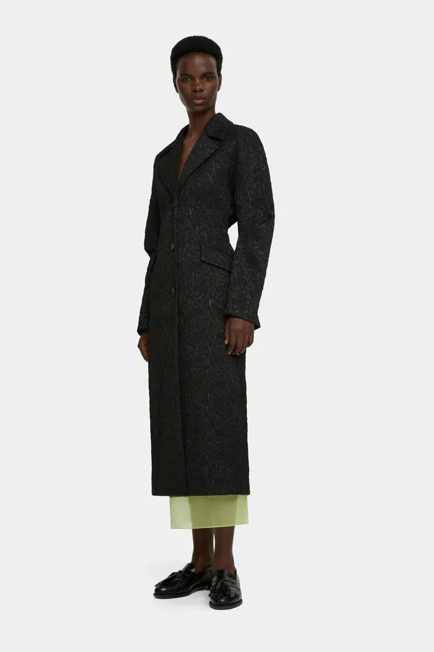 Women Jaya Tailored Dress in Black Seersucker Mikado Jackets And Coats Emilia Wickstead