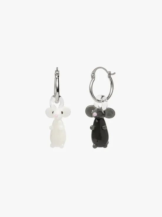 Women Jewelry Lisa Says Gah Glass Rat Hoops Black White