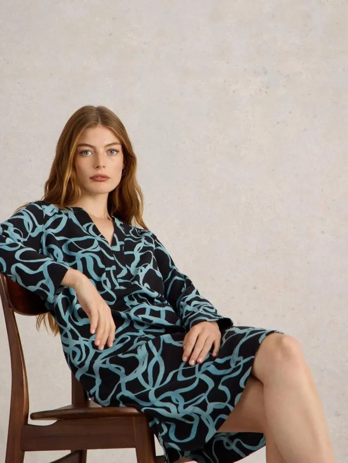 Women June Jersey Dress Black Print White Stuff Dresses