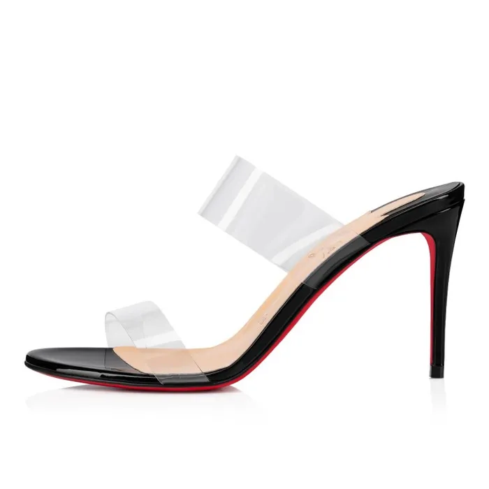 Women Just Nothing 85 Mm Sandals 8211 PVC And Patent Calf 8211 Black Christian Louboutin Sandals and Slides