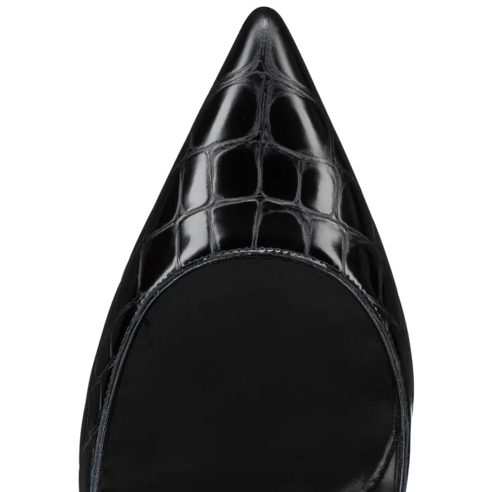 Women Kate 100 Mm Pumps 8211 Alligator Embossed Calf Leather 8211 Black Christian Louboutin Pumps