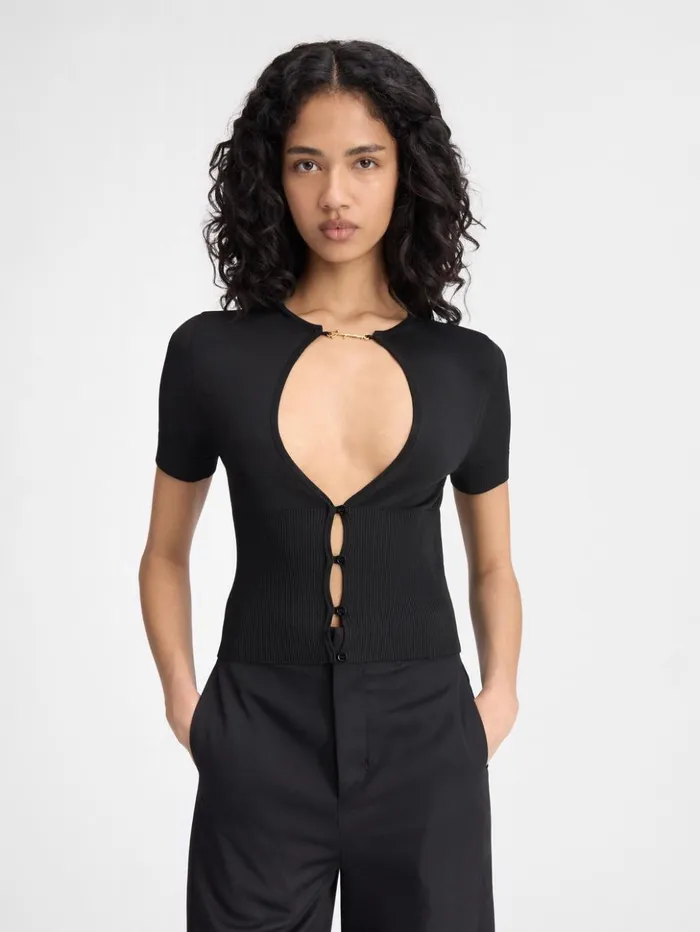 Women Knits JACQUEMUS The Pral Shortsleeve Top Black
