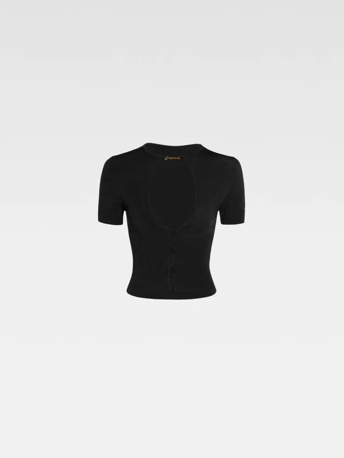 Women Knits JACQUEMUS The Pral Shortsleeve Top Black Women Knits JACQUEMUS The Pral Shortsleeve Top Black