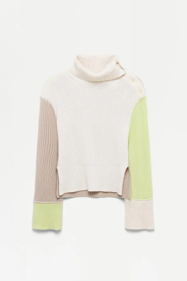 Women Knitwear Jonathan Simkhai Flores Sweater Green Multi Turtleneck Women Knitwear Jonathan Simkhai Flores Sweater Green Multi Turtleneck