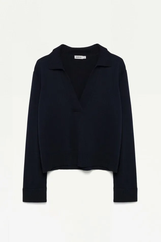 Women Knitwear Jonathan Simkhai Long Sleeve Polo Blue Long Sleeve VNeck Polo Women Knitwear Jonathan Simkhai Long Sleeve Polo Blue Long Sleeve VNeck Polo