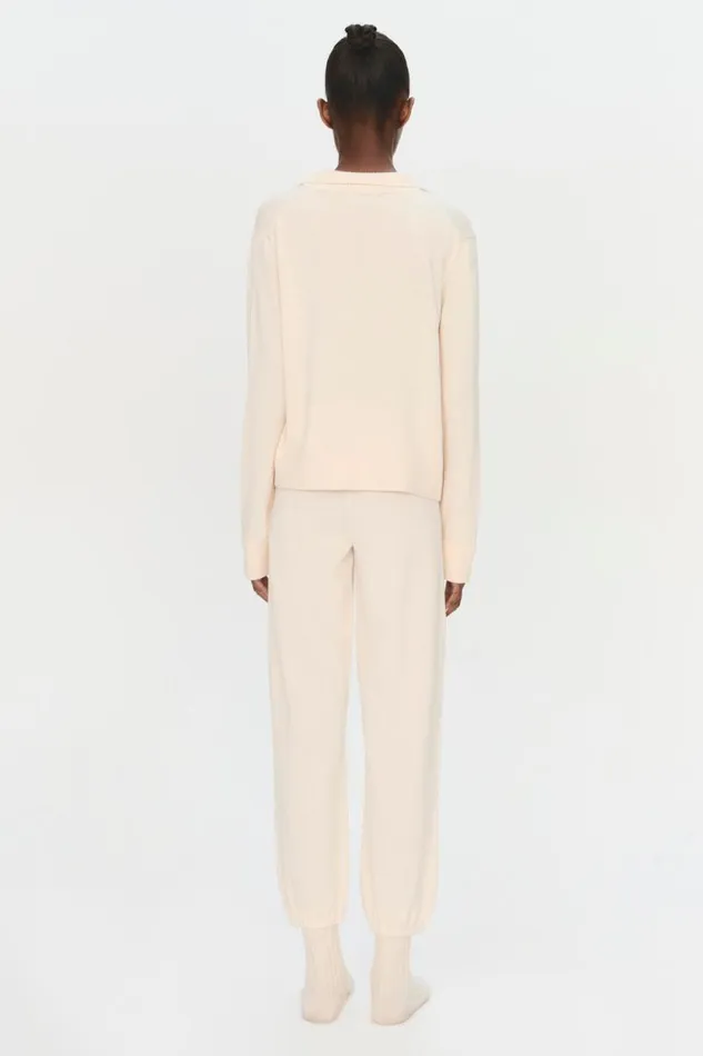 Women Knitwear Jonathan Simkhai Long Sleeve Polo Ivory Long Sleeve VNeck Polo