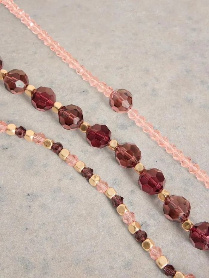 Women Layered Bejewelled Necklace Plum Multi White Stuff Jewellery