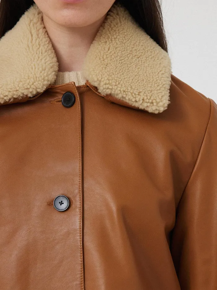 Women Leather Cropped Jacket Ginger Jigsaw Leather