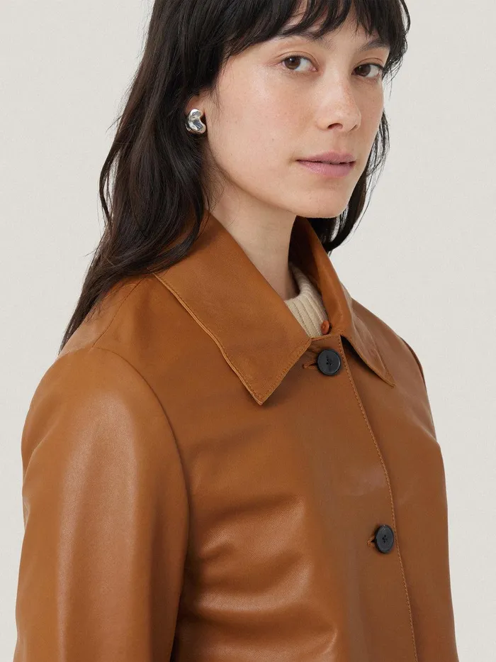 Women Leather Cropped Jacket Ginger Jigsaw Leather