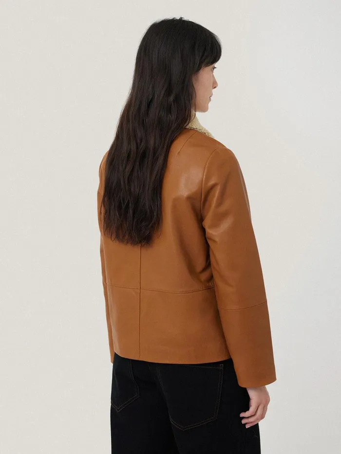Women Leather Cropped Jacket Ginger Jigsaw Leather