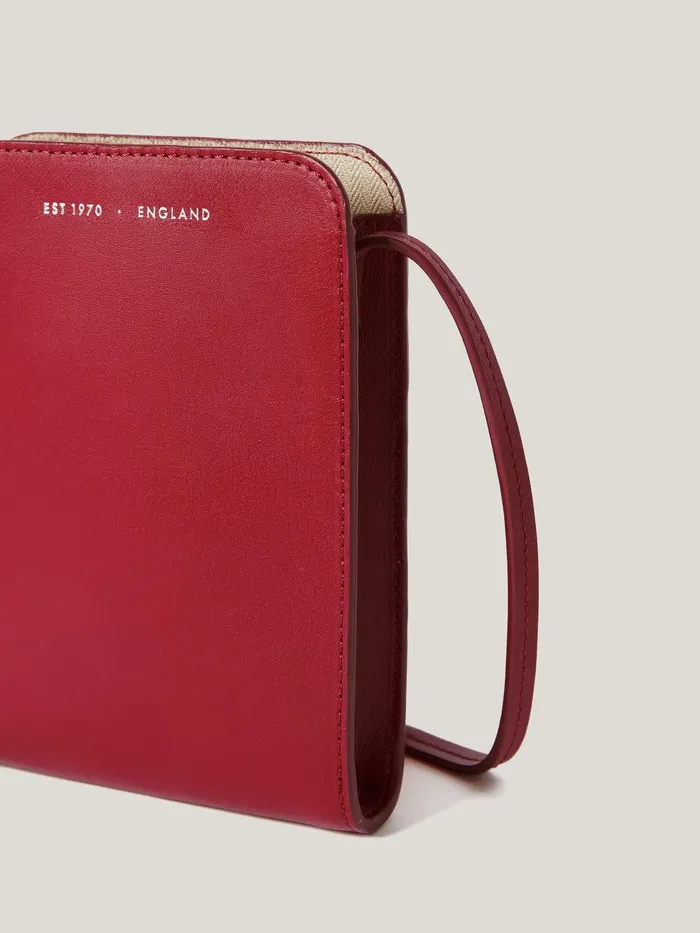 Women Leather Crossbody Phone Bag Red Jigsaw Leather