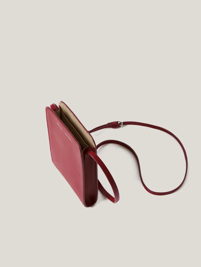 Women Leather Crossbody Phone Bag Red Jigsaw Leather