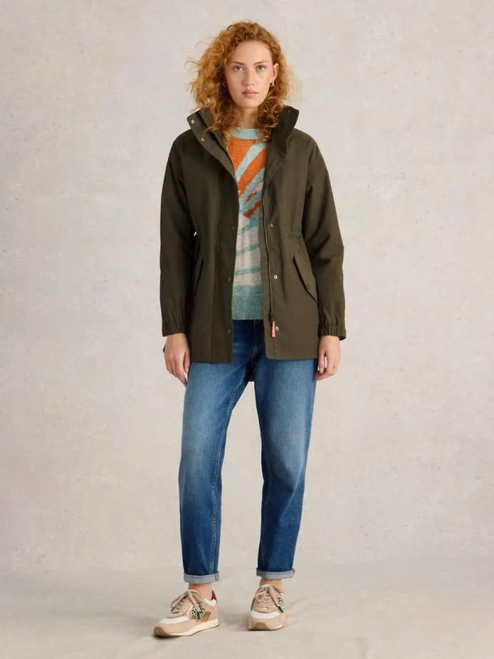 Women Lexi Waterproof Coat Khaki Green White Stuff Coats and Jackets