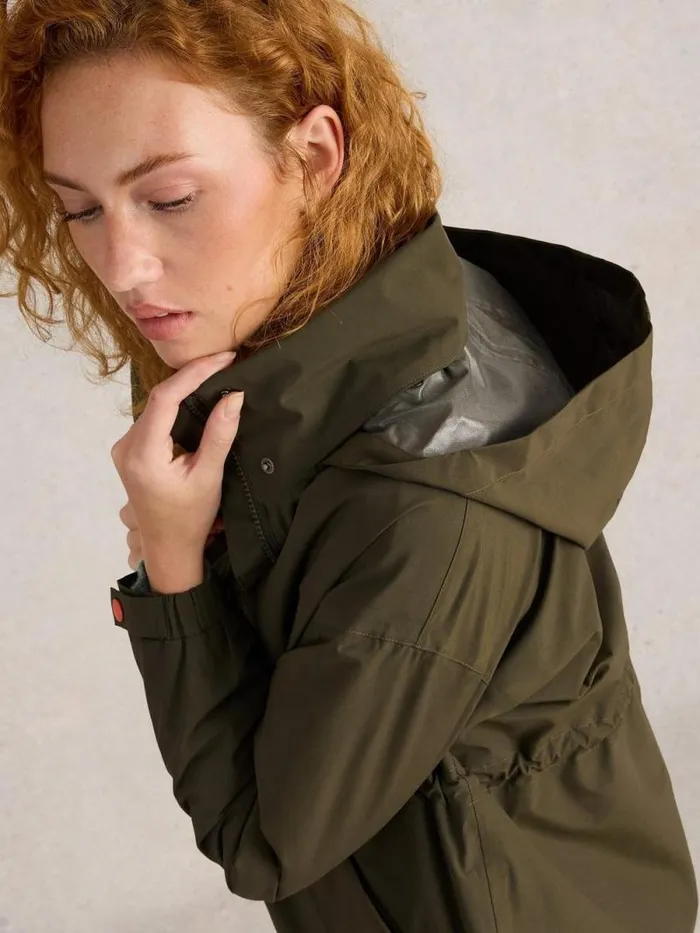 Women Lexi Waterproof Coat Khaki Green White Stuff Coats and Jackets