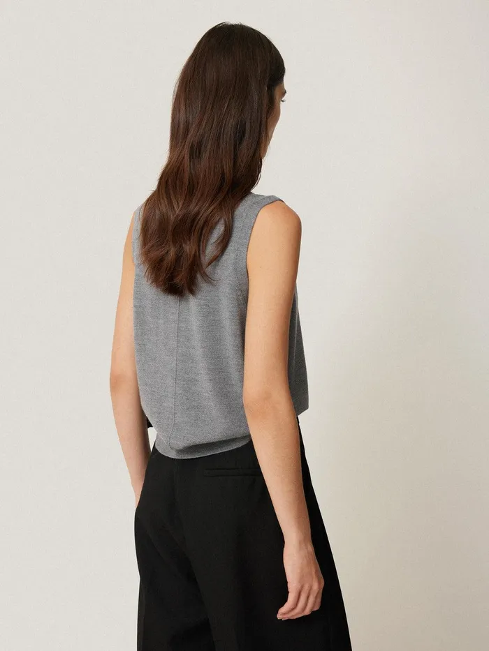 Women Lightweight Merino Waistcoat Grey Jigsaw Shirts and Tops