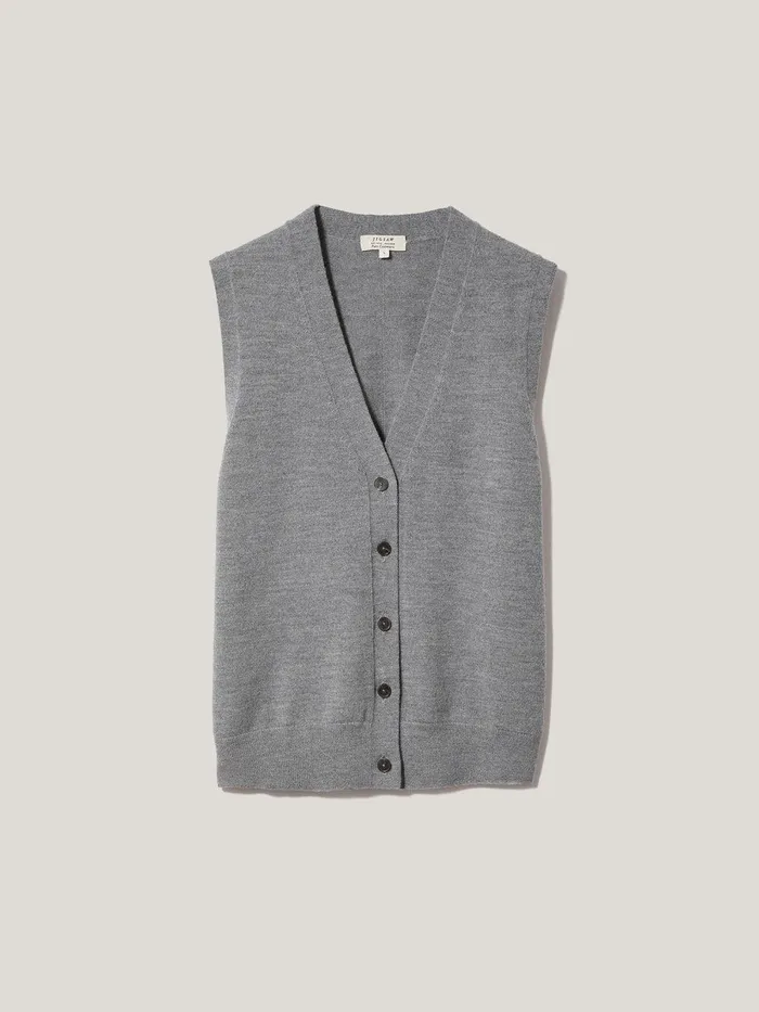 Women Lightweight Merino Waistcoat Grey Jigsaw Shirts and Tops