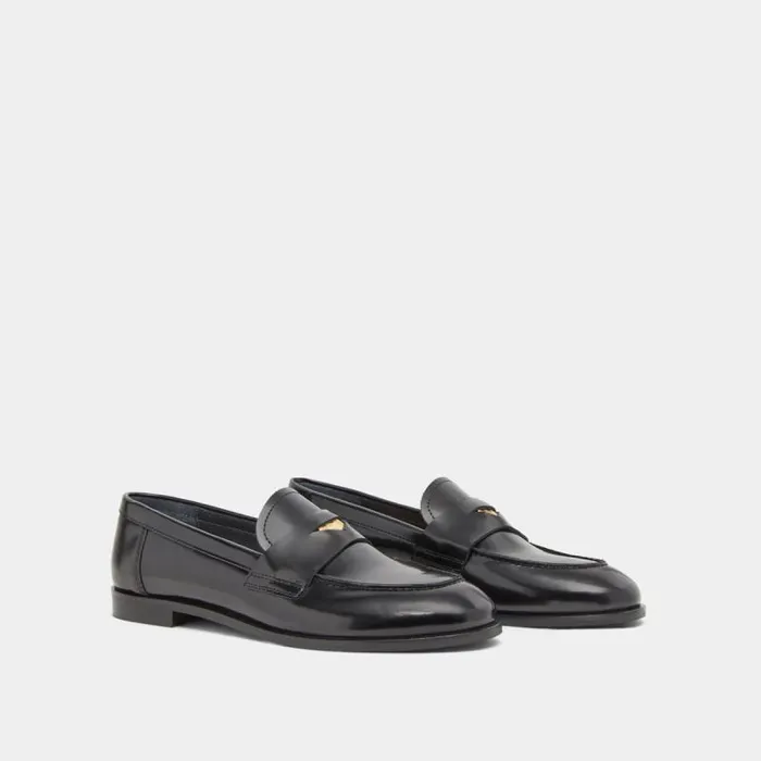 Women Loafers With Gold Inserts Black JONAK Loafers
