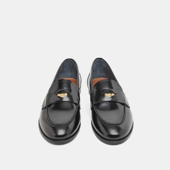 Women Loafers With Gold Inserts Black JONAK Loafers