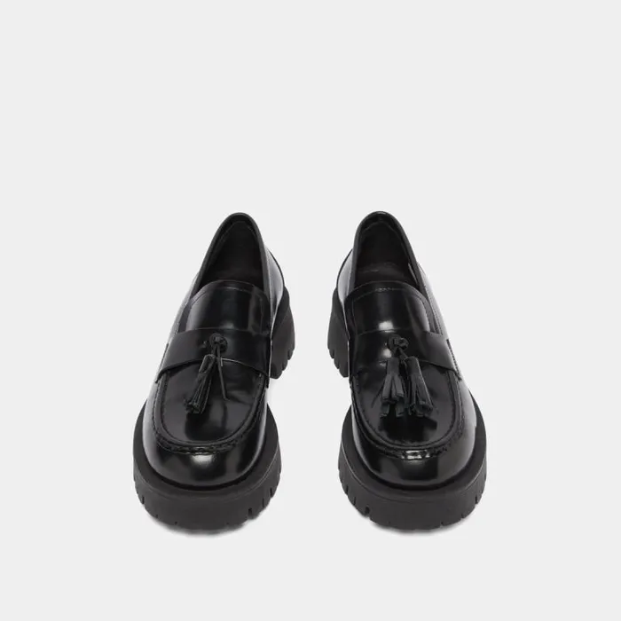 Women Loafers With Notched Sole And Tassel Black JONAK Loafers