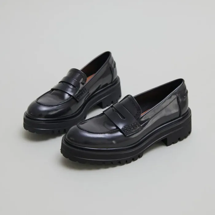 Women Loafers With Notched Soles Grey JONAK Loafers