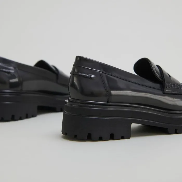 Women Loafers With Notched Soles Grey JONAK Loafers