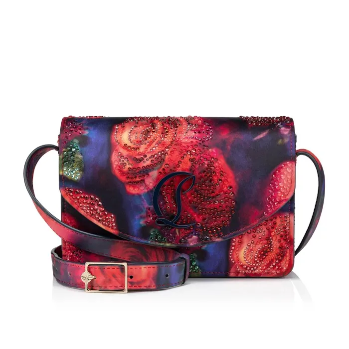 Women Loubi54 Crossbody Bag 8211 Roses Printed Crepe Satin And Strass 8211 Multicolor Christian Louboutin Shoulder Bags