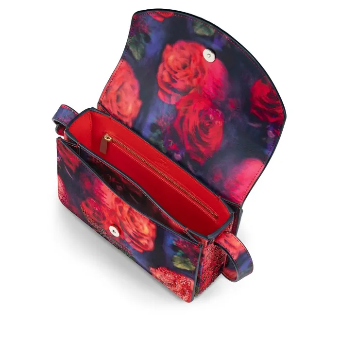 Women Loubi54 Crossbody Bag 8211 Roses Printed Crepe Satin And Strass 8211 Multicolor Christian Louboutin Shoulder Bags