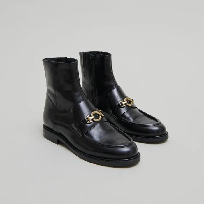 Women Lowboots With Gold Bits Black JONAK Ankle Boots Lowboots