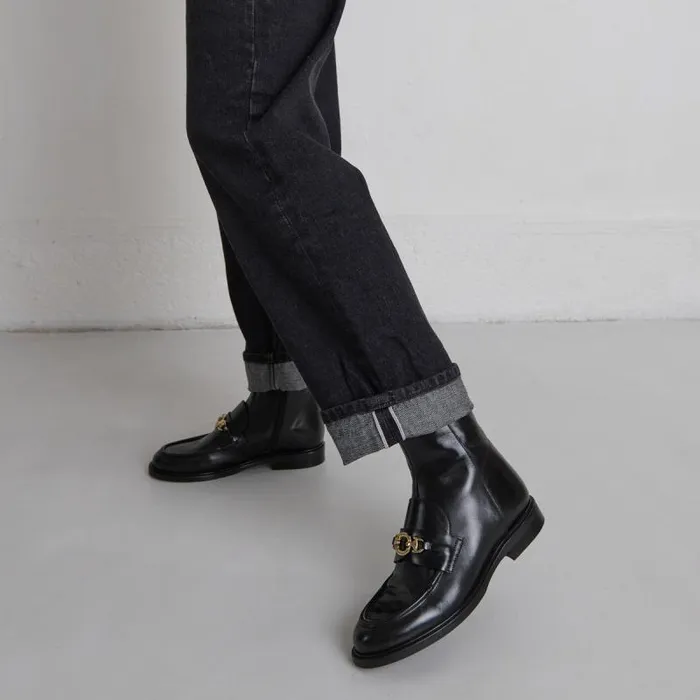 Women Lowboots With Gold Bits Black JONAK Ankle Boots Lowboots