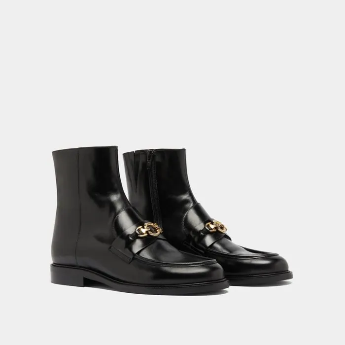Women Lowboots With Gold Bits Black JONAK Ankle Boots Lowboots