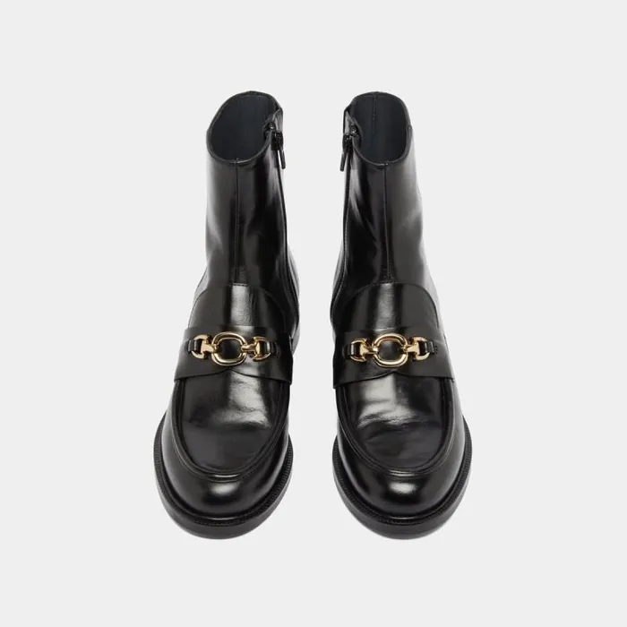 Women Lowboots With Gold Bits Black JONAK Ankle Boots Lowboots
