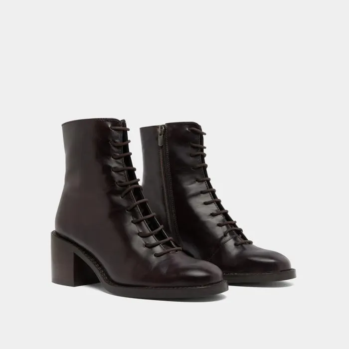 Women Lowboots With Laces Dark Brown JONAK Ankle Boots Lowboots