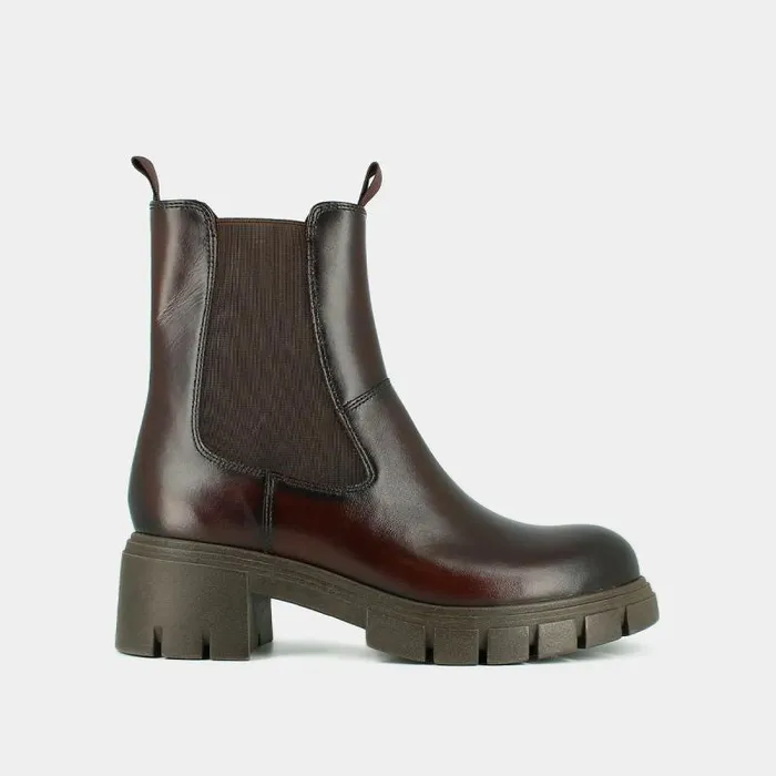 Women Lowboots With Notched Soles And Round Toes Red Brown JONAK Ankle Boots Lowboots