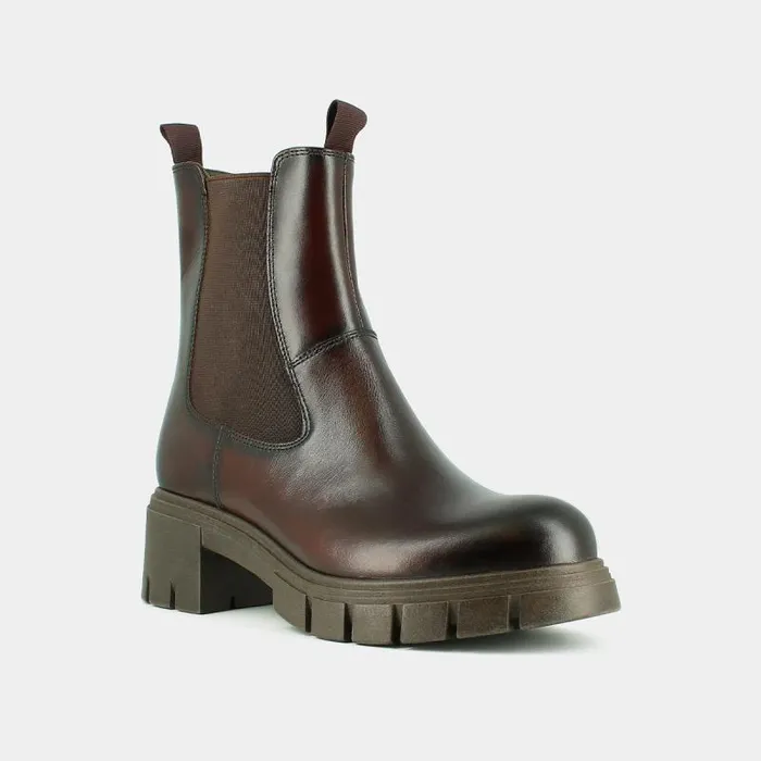 Women Lowboots With Notched Soles And Round Toes Red Brown JONAK Ankle Boots Lowboots