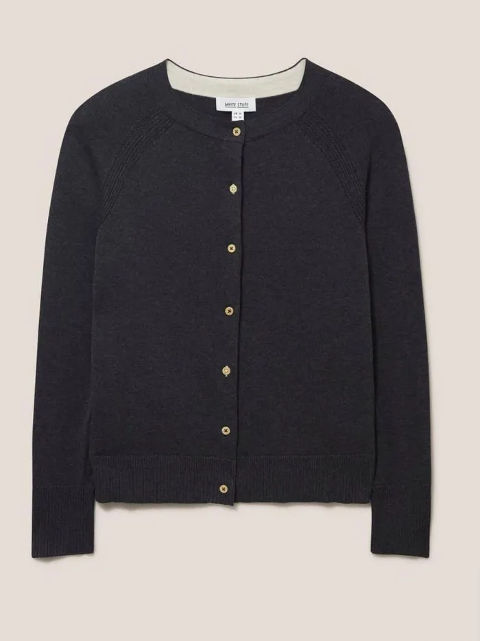 Women LULU CARDI Pure Black White Stuff Knitwear
