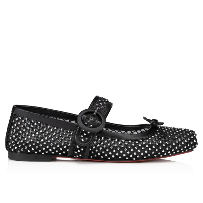 Women Mamastrapitina Ballerinas 8211 Strass Mesh And Nappa Leather 8211 Black Christian Louboutin Flats and Loafers
