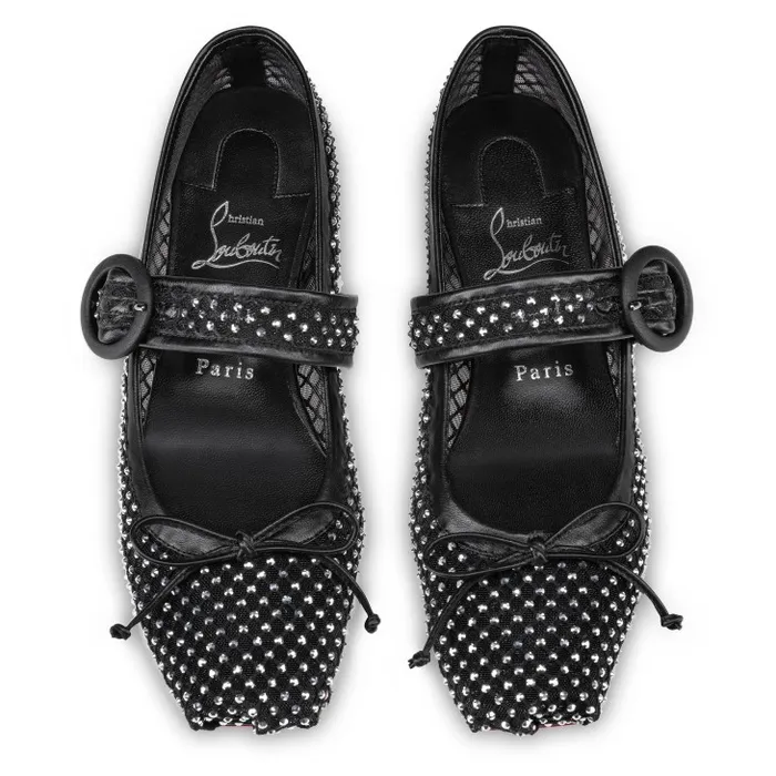 Women Mamastrapitina Ballerinas 8211 Strass Mesh And Nappa Leather 8211 Black Christian Louboutin Flats and Loafers