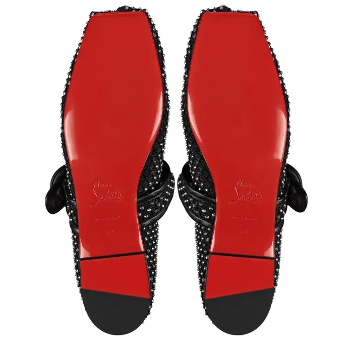 Women Mamastrapitina Ballerinas 8211 Strass Mesh And Nappa Leather 8211 Black Christian Louboutin Flats and Loafers