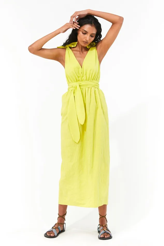 Women Mara Hoffman Dresses Calypso Dress Neon Green