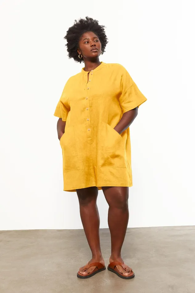 Women Mara Hoffman Extended Sizes Extended Lowri Romper Turmeric Women Mara Hoffman Extended Sizes Extended Lowri Romper Turmeric