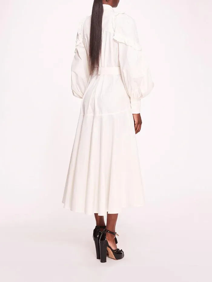 Women Marchesa Dresses Rosette Ruffle Midi Dress Ivory