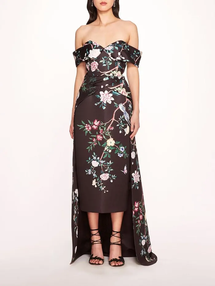 Women Marchesa Marchesa Notte Paradise Midi Dress Black Multi